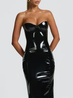 Valentina Strapless Patent Maxi Dress