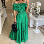 Alba Minimalist Off Shoulder Dress Evening Wear Edit