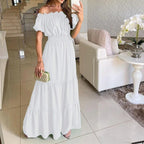 Alba Minimalist Off Shoulder Dress Evening Wear Edit