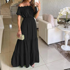 Alba Minimalist Off Shoulder Dress Evening Wear Edit