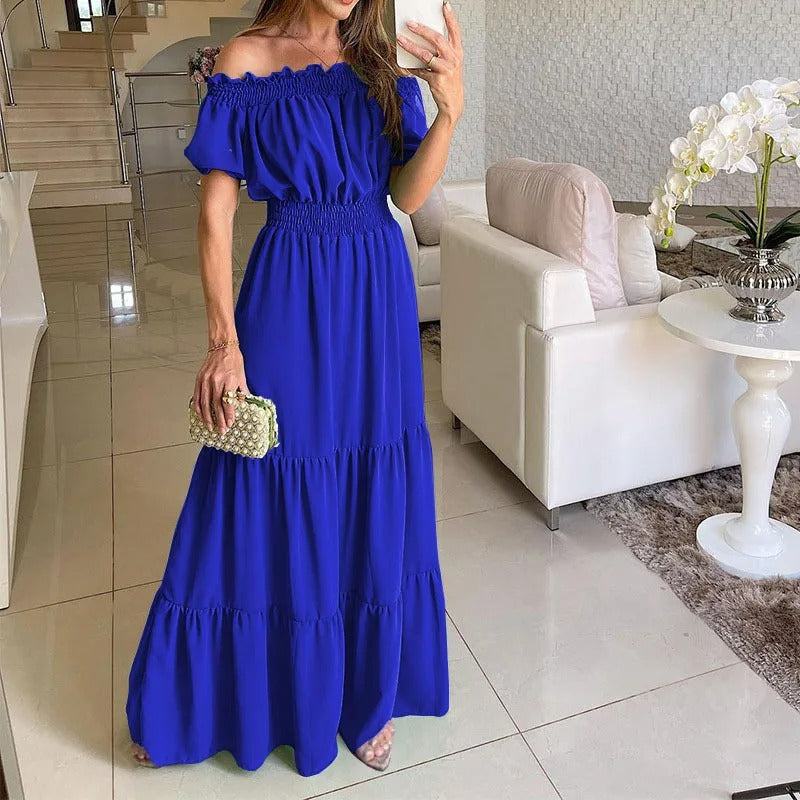 Alba Minimalist Off Shoulder Dress Evening Wear Edit