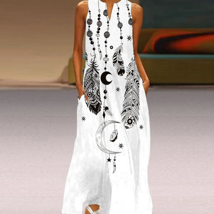 Luz Minimalist María Florales Summer Maxi Dress Chic Silhouette Collection
