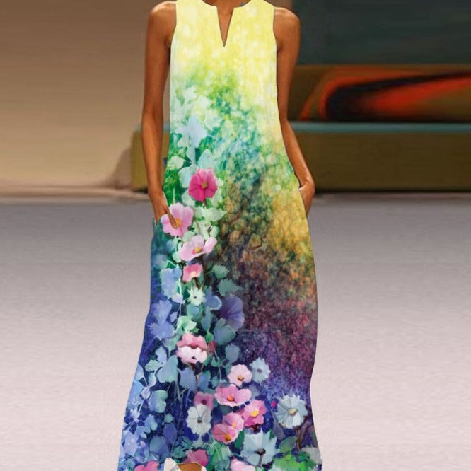 Luz Minimalist María Florales Summer Maxi Dress Chic Silhouette Collection