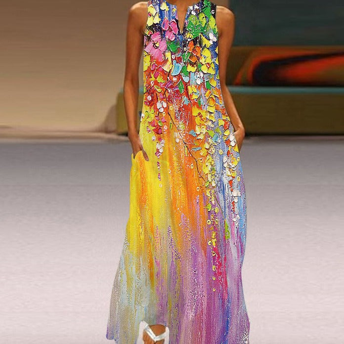 Luz Minimalist María Florales Summer Maxi Dress Chic Silhouette Collection