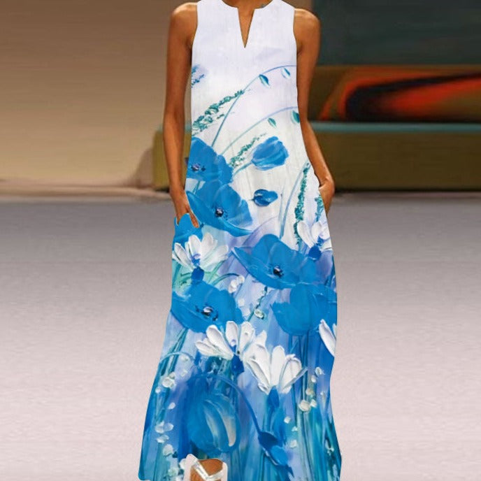 Luz Minimalist María Florales Summer Maxi Dress Chic Silhouette Collection