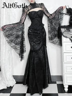 Velvet Lace Patchwork Trumpet Skirt