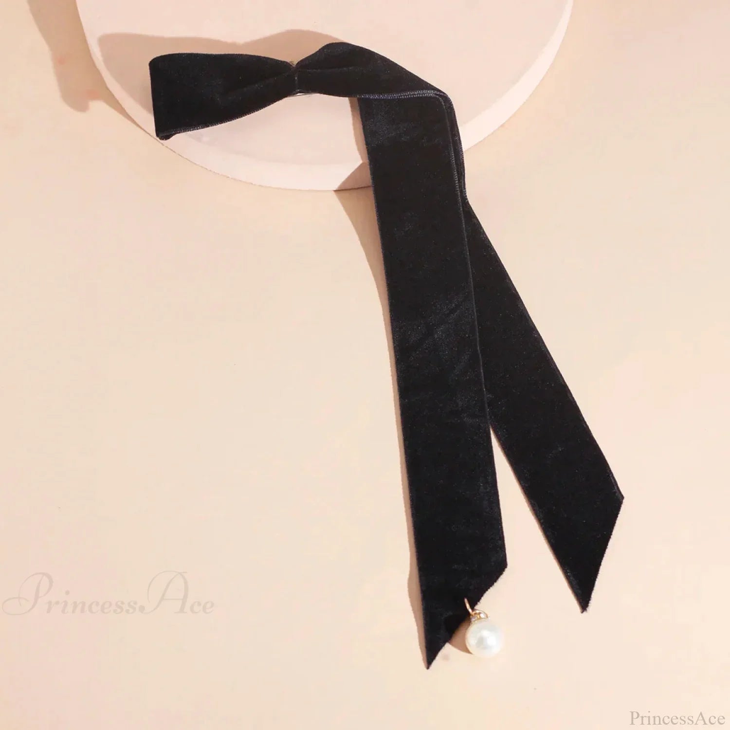 Velvet Ribbon Pearl Top Clip - Hair Accessory