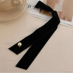 Velvet Ribbon Pearl Top Clip - Hair Accessory