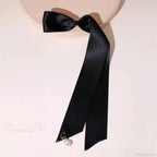 Velvet Ribbon Pearl Top Clip - Hair Accessory