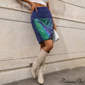 Velvet Sequin High Waisted A-line Skirt