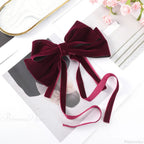 Velvet Temperament Ponytail Black Red Ribbon Hair Accessory