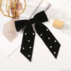 Velvet Temperament Ponytail Black Red Ribbon Hair Accessory