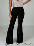 Velvet Velour Flared Bell Bottoms High Waist Pants