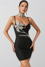 Geri Floral Rhinestone Bandage Mini Dress