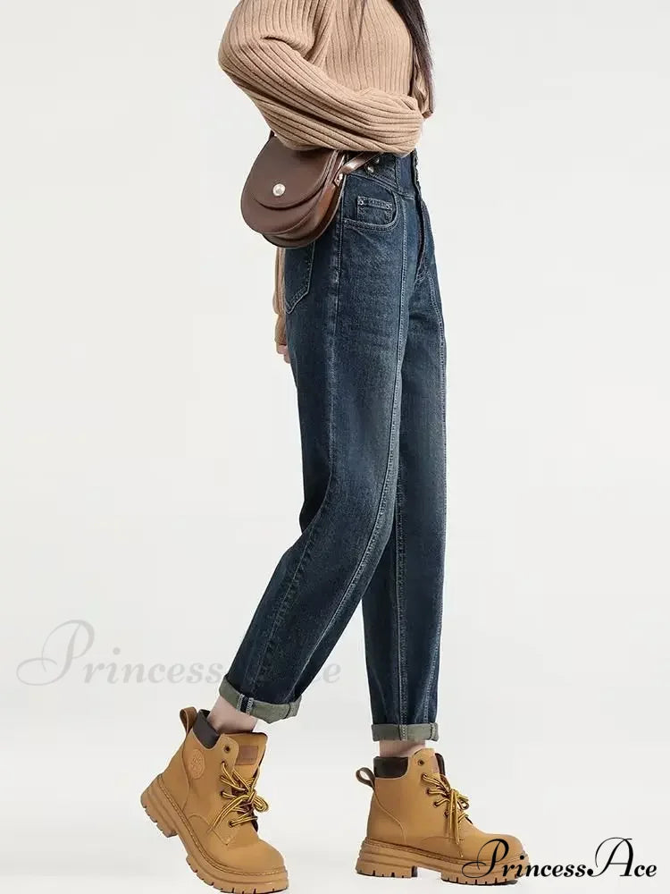 Versatile Light Color Thickened New Long Straight Art Natural Waist Fashion Jean
