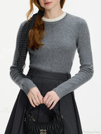 Versatile Round Neck Knitted Sweater