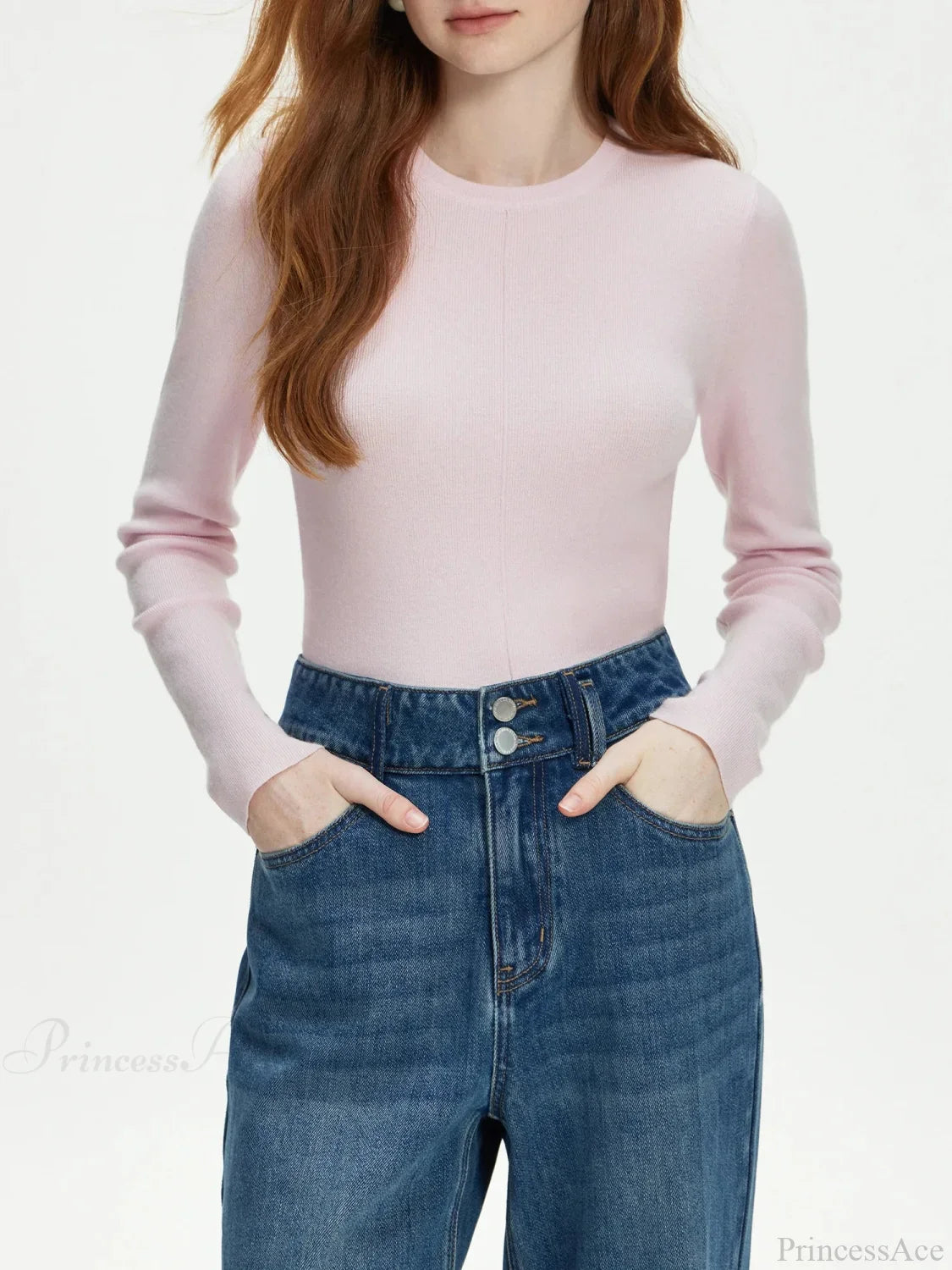Versatile Round Neck Knitted Sweater