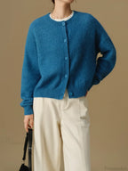 Versatile Round Neck Winter Knitted Cardigan for Women