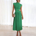 Brenda Exclusive Pleated Dress with High Neck Evening Wear Edit