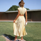 Claudia Minimalist Pleated Dress with High Neck Premium Wardrobe Essential
