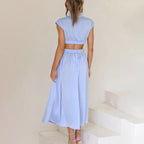 Brenda Exclusive Pleated Dress with High Neck Evening Wear Edit