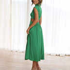 Claudia Minimalist Pleated Dress with High Neck Premium Wardrobe Essential