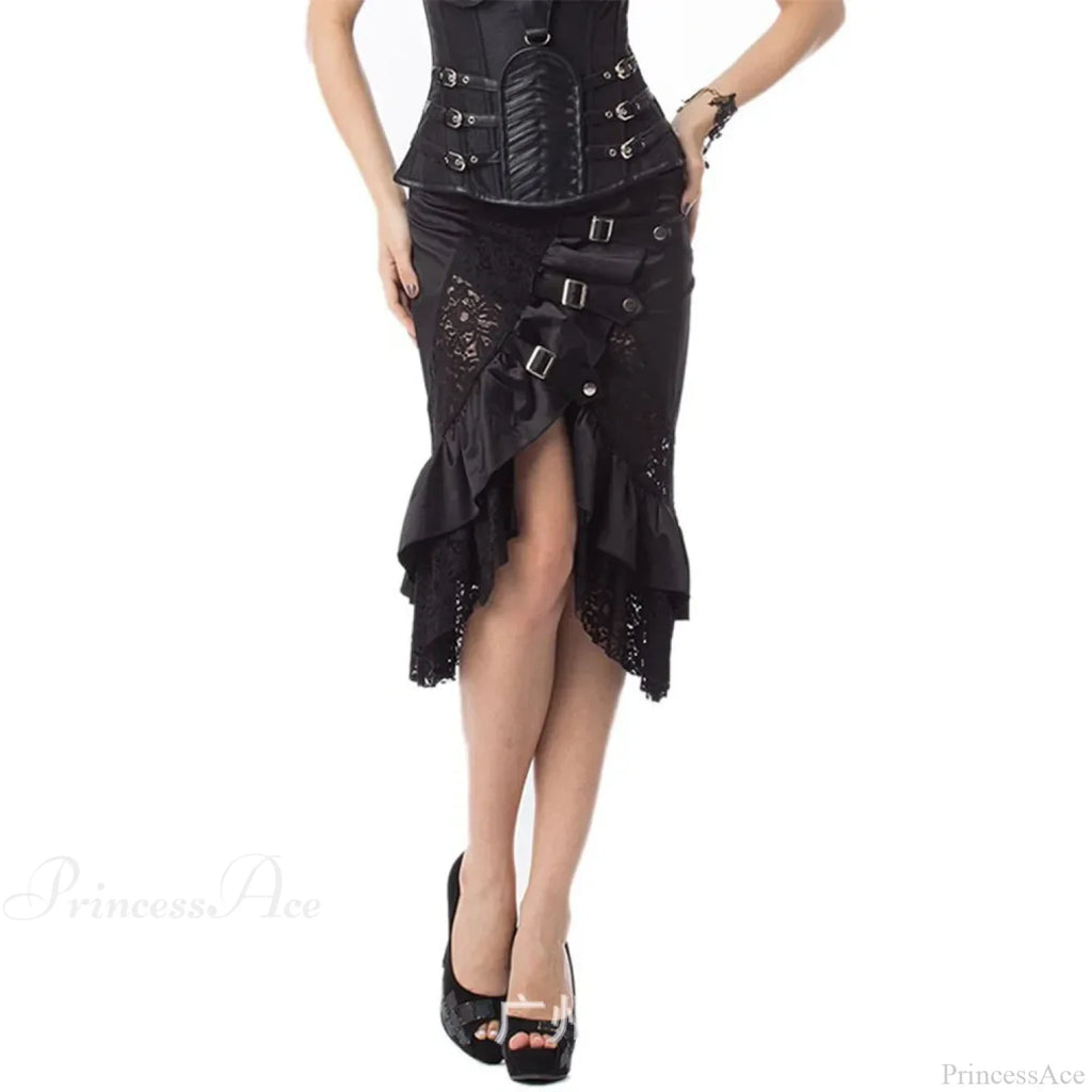 Victorian Satin Lace Floral Skirt
