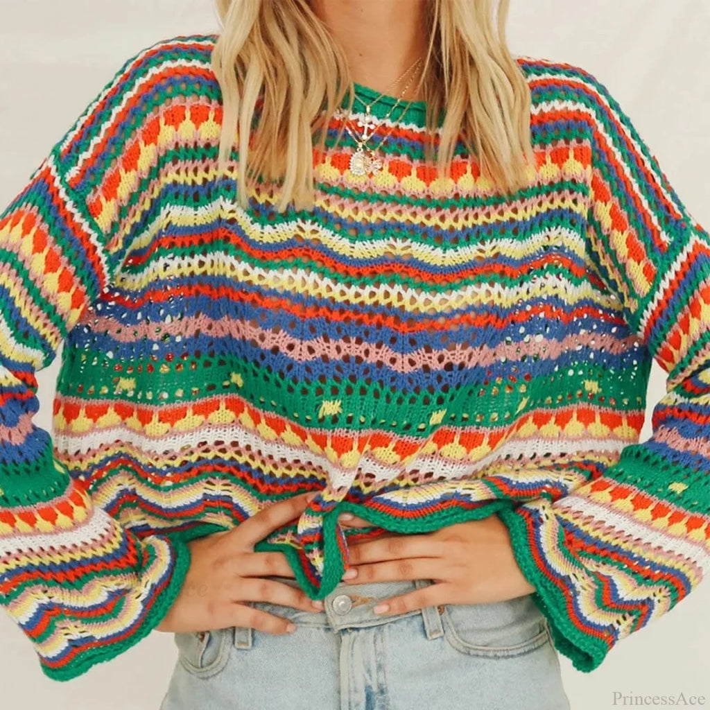 Vintage 90s Crochet Flared Sleeves Sweater