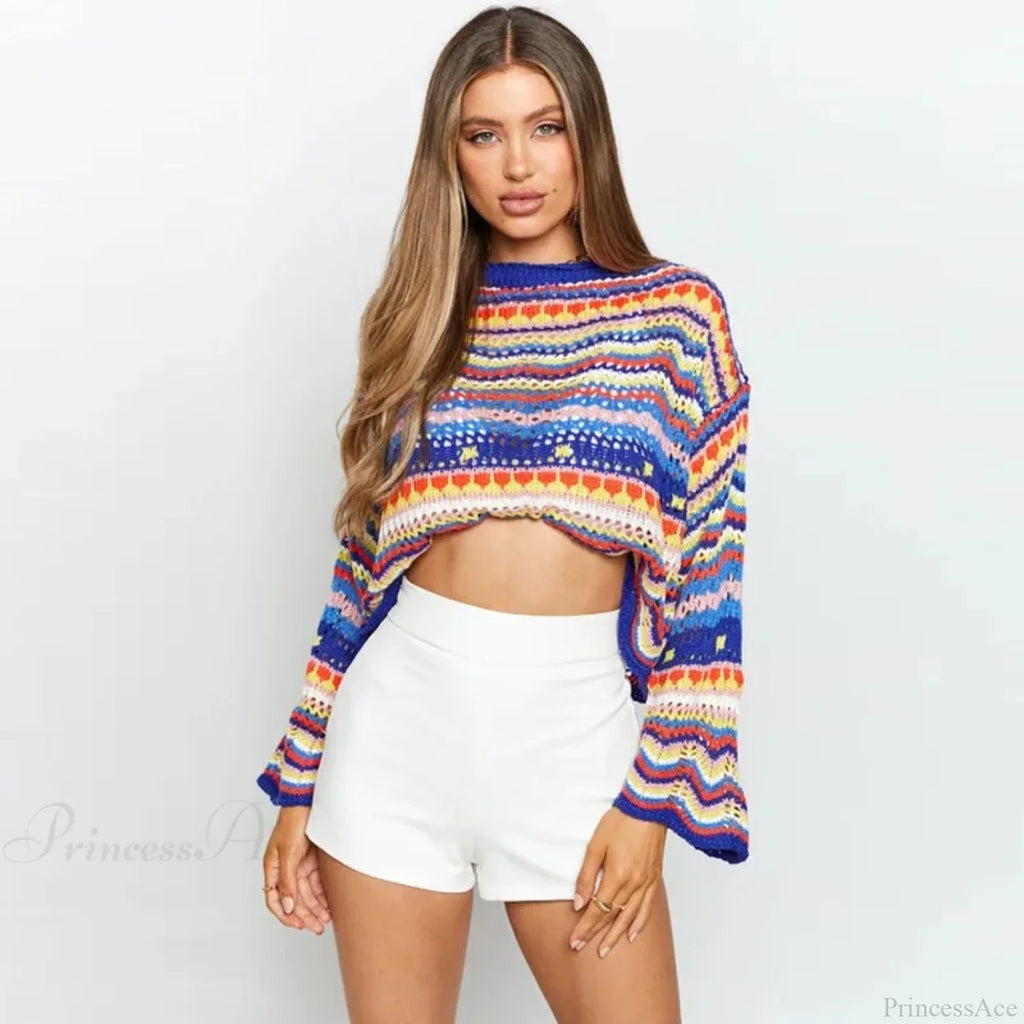 Vintage 90s Crochet Flared Sleeves Sweater