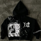 Vintage Black Zipper Hoodie