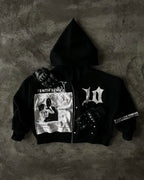 Vintage Black Zipper Hoodie