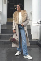 Vintage Chic Wool Blend Fur Collar Elegant Overcoat
