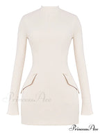 Vintage Cream Stylish Mini Dress