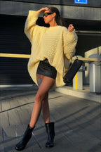 Vintage Crewneck Cable Knit Loose Sweater