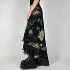 Vintage Floral Print Low Rise Slim-Fitting Streetwear Skirt