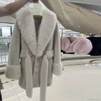Vintage Fox Fur Belted Luxury Coat