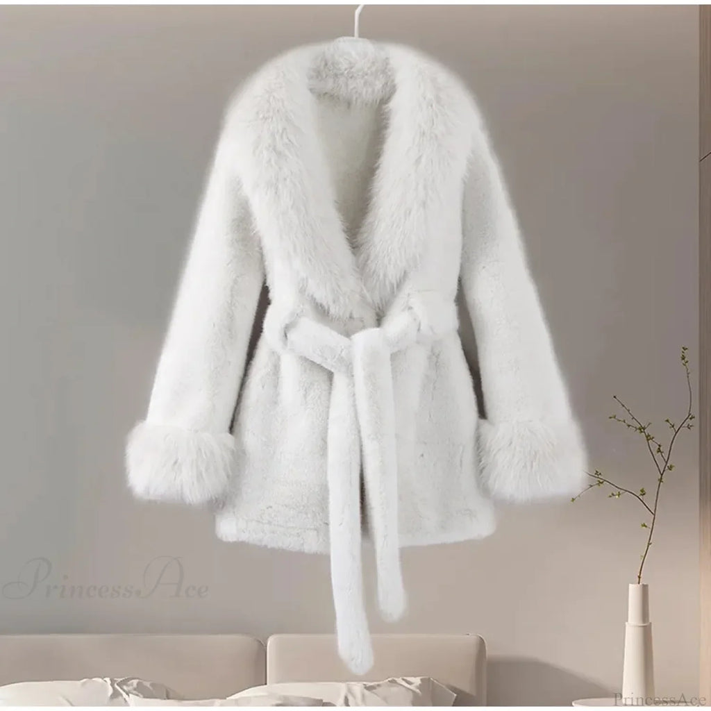 Vintage Fox Fur Belted Luxury Coat