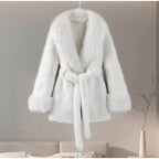 Vintage Fox Fur Belted Luxury Coat