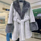 Vintage Fox Fur Belted Luxury Coat
