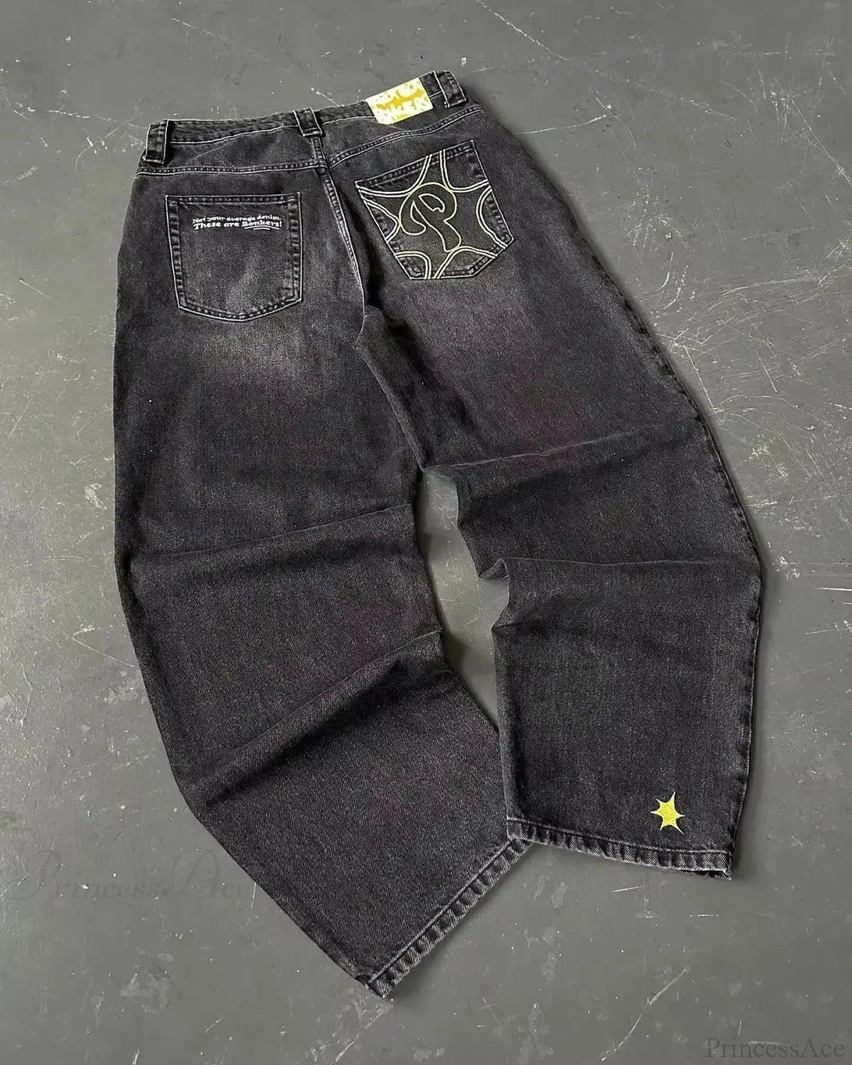 Vintage Gothic Cross Wings Stitched Pants