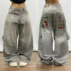 Vintage Gothic Cross Wings Stitched Pants