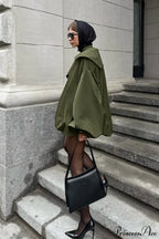 Vintage Green Unique Loose Slimming Coat