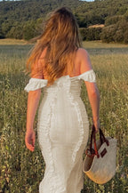 Vintage Lace Off-Shoulder Strap Party Dress