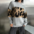 Vintage Leopard Print Loose Oversized Sweater