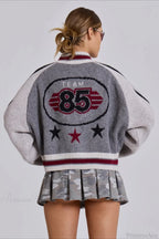 Vintage Letter Knit Cardigan Sweater