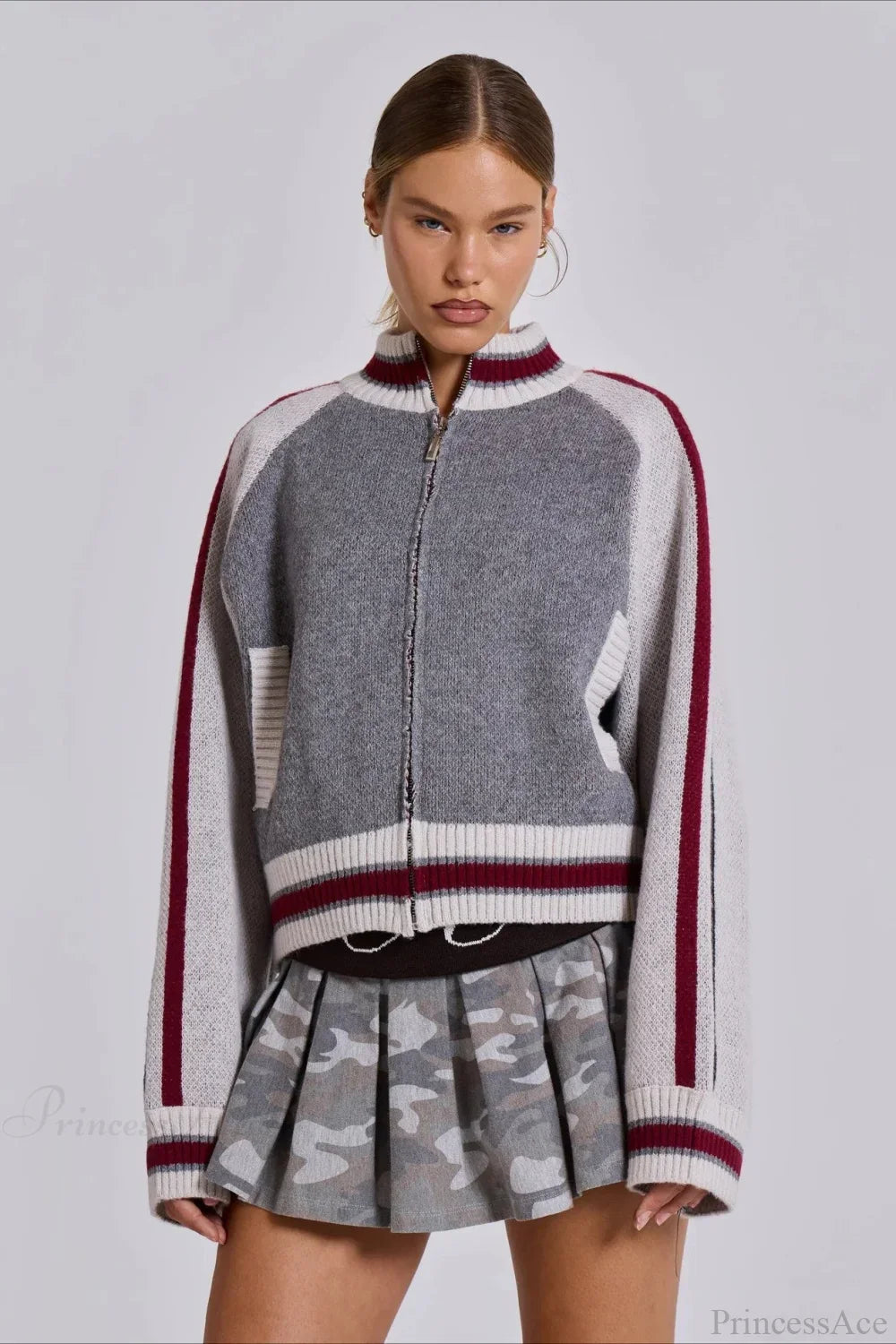 Vintage Letter Knit Cardigan Sweater