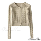 Vintage Long Sleeve Slim Knitted Cardigan