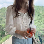 Vintage Loose White Ruffled Long Sleeve Blouse