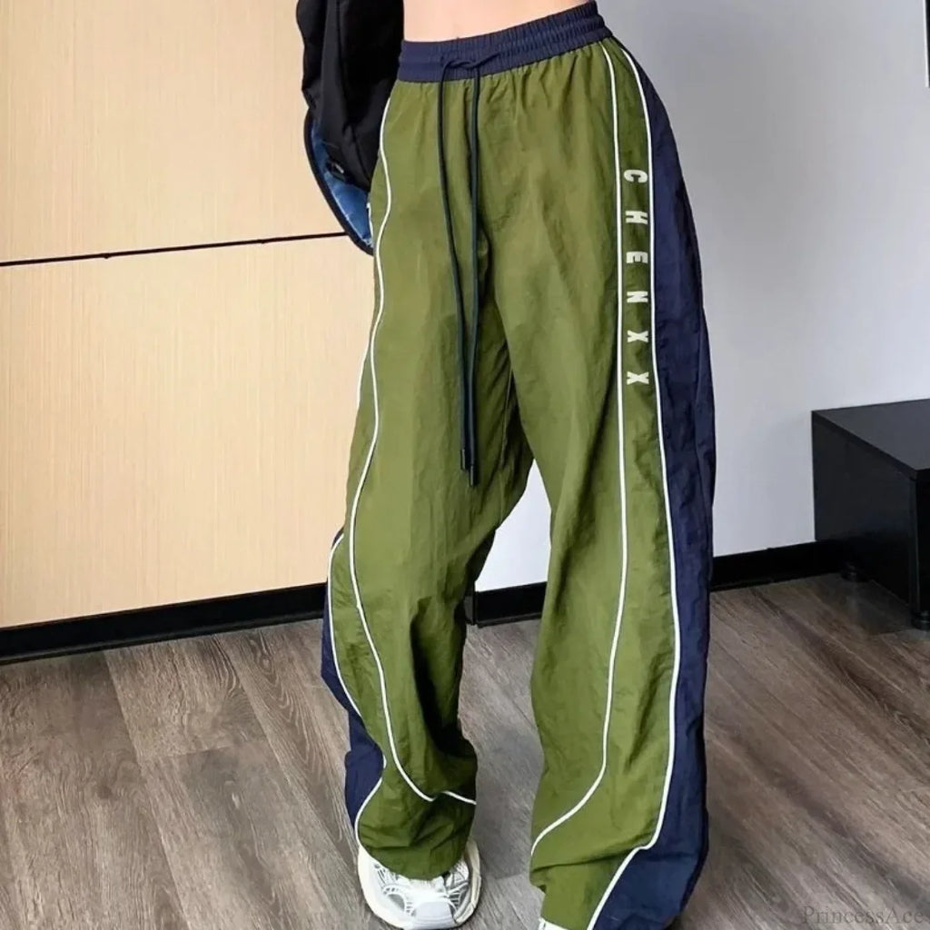 Vintage Patchwork Elastic Waist Pants