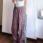 Vintage Patchwork Elastic Waist Pants